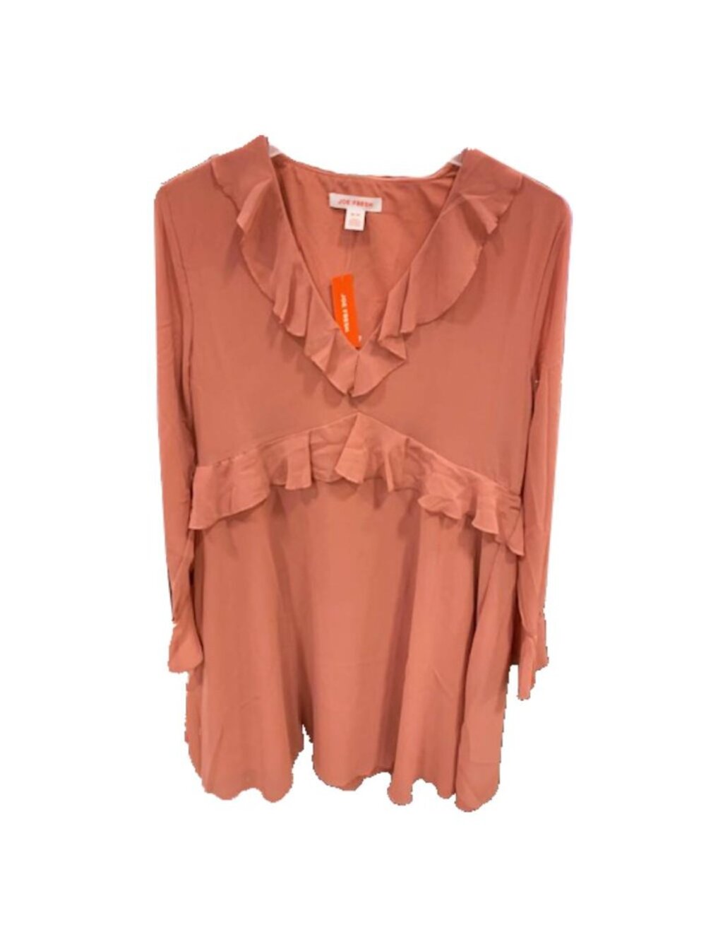 Joe Fresh Ruffle V-neck Long Sleeves Dress in Pink - Picture 2 of 3